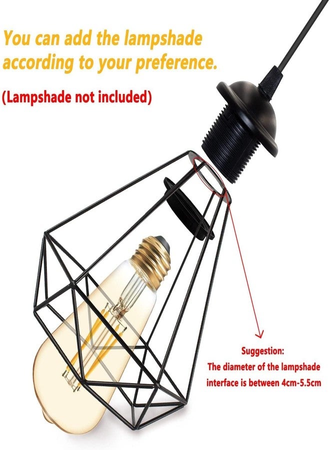 VILOMP Black Metal Pendant Light Ceiling Hanging Light Fixtures Vintage Socket Pendant Lamp Holder, Cord Hanging Lamp Kit E26/E27 (Bulb not Included, Pack of 1) - Image 4